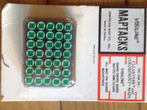 Vintage Visiline Maptacks Map Tack Green Square 35 ct Map Pin AMERICAN MAP CO