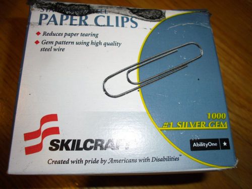 New ! 1000pk skilcraft standard no. 1 size paper clip no. 1 7510-00-161-4292 for sale