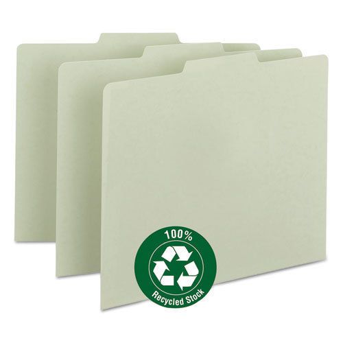 Green Recycled Tab File Guides, Blank, 1/3 Tab, Pressboard, Letter, 100/Box