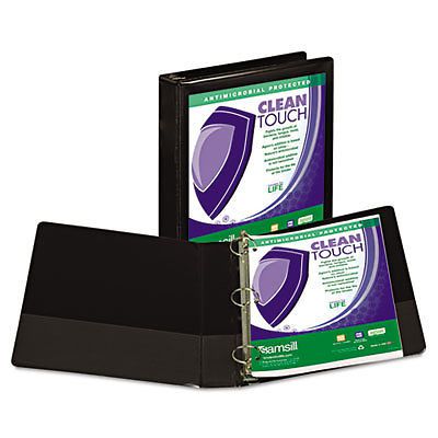 Clean Touch Locking Round Ring View Binder, 1-1/2&#034; Capacity, Black