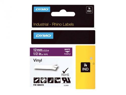 DYMO Rhino Coloured Vinyl - Vinyl tape - white on purple - Roll (0.5 in  1805415