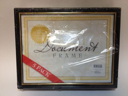 5 Black Plastic Multi Purpose Document Frame 8 1/2 x 11 Gold Trim