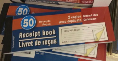 Receipt Book / Reciepts 50 Duplicate 2 copy Carbonless no stub 3.34&#034; x 6.65&#034;