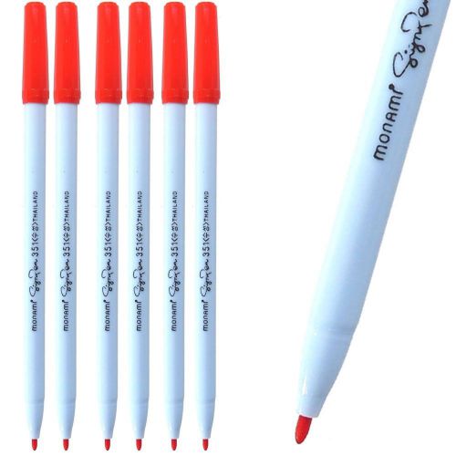 X12 monami sign pen 351 signature marking pen marker for office, aqua ink, red for sale