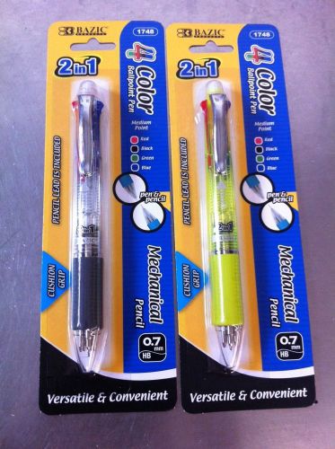 2 pcs medium point 2 in 1 mechanical pencil + 4 color ballpoint pen for sale