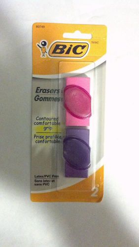 Bic Erasers Gommes Contoured Comfortable Grip Latex/PVC Free 4 counts.