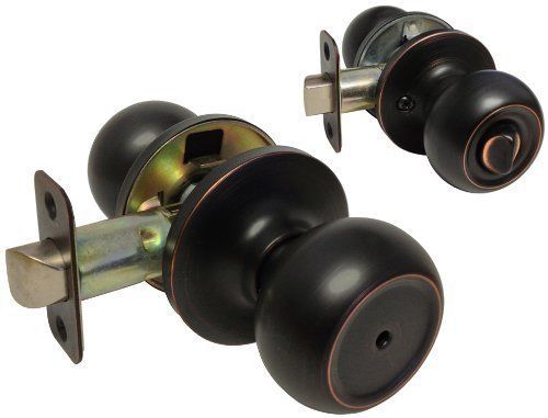 1 pc dark oil rubbed bronze privacy bedroom bathroom lock door round knob handle for sale