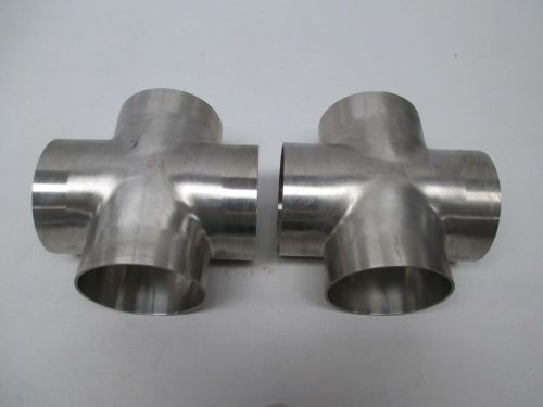 LOT 2 NEW WAUKESHA 9W-7 SANITARY CROSS TRI-WELD FITTING 3IN 316 D291553