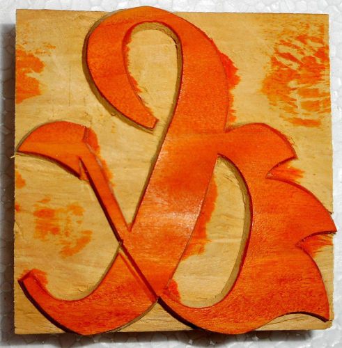 Letterpress Letter &#034;&amp; Amparsend&#034; Wood Type Printers Block Collection.B950