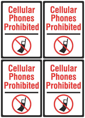 Sign No Cell Phone Cellular Phones Prohibited Information Sign Pack 4 Signs 153
