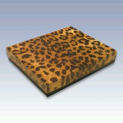 (50)leopard  print cotton filled jewelry gift boxes 6.25x 5.25 x 1.25h for sale