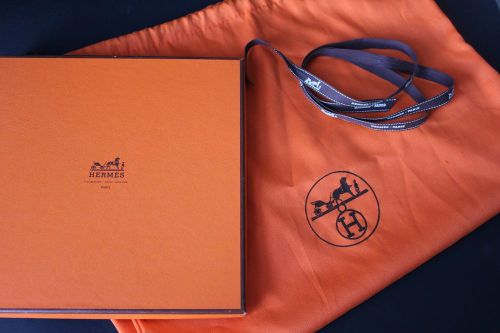 AUTHENTIC HERMES PARIS EMPTY SCARF BOX  + RIBBON + BIRKIN DUST BAG