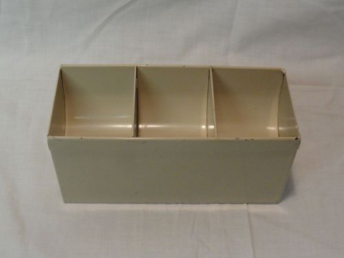 Vintage Industrial Metal 3 Slot Coin Tray Holder  BEIGE