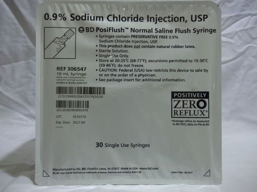 BD PosiFlush Normal Saline Flush Syringe 0.9%  1- Box  (30 Count) Ships , 0.9%