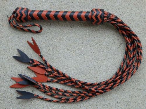 NEW Cat Of 9 Tails Flogger Black &amp; Orange Leather Nine NICE VIPER - HORSE TOOL