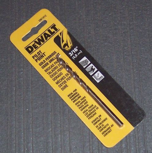 DeWalt DW1912 3/16&#034; Gold Ferrous Oxide Pilot Point Drill Bit