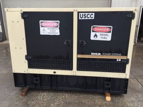 2009 kohler 50 kw genset enclosed sound att.generator base fuel tank three phase for sale