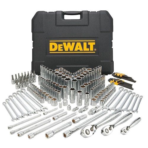 New/Box DeWALT 204 PC MECHANICS TOOL SET! 1/4-3/8-1/2&#034; SAE &amp; METRIC SOCKETS-BITS