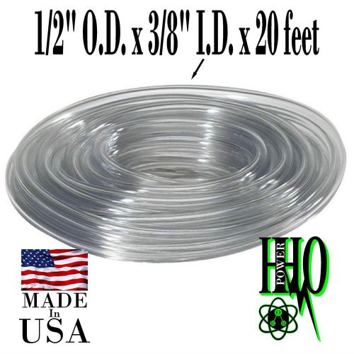 1/2&#034; O.D. x 3/8” I.D. x 20 ft. Clear Vinyl Tubing, HHO, Reservoir, Bubbler