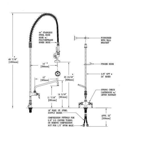 T &amp; S Brass B-0113-ADF12-B EasyInstall Prerinse Unit