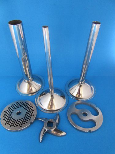 #32 combo 6-pc set meat grinder sausage stuffing stuffer tubes discs blade for sale