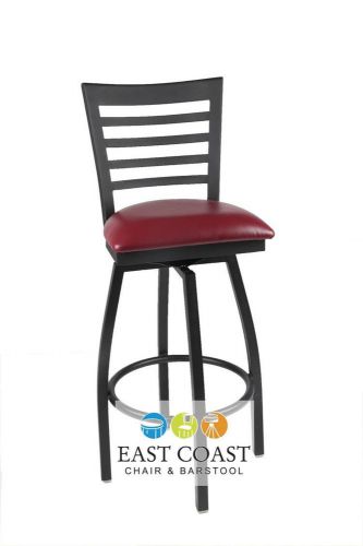 New gladiator full ladder back metal swivel bar stool with wine vinyl seat for sale