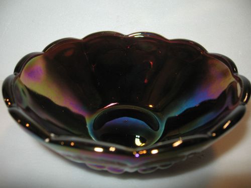 purple carnival glass candy bowl dish cherry cable pattern master salt amethyst