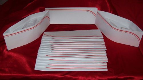 20 NEW 50`s Soda Jerk Ice Cream Paper Party Overseas Hats White RED Stripe Craft