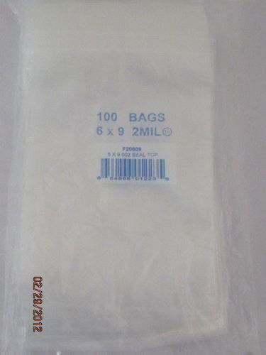 6&#034;x 9&#034;x 2Mil Poly Bags Seal Top (Qty 100)