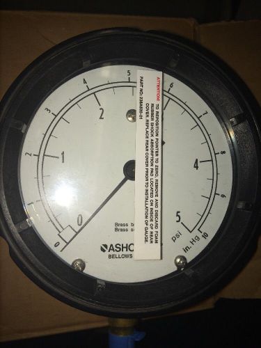 ASHCROFT 238A520-01 PRESSURE 0-50 In Hg 5 IN 1/4 IN NPT GAUGE