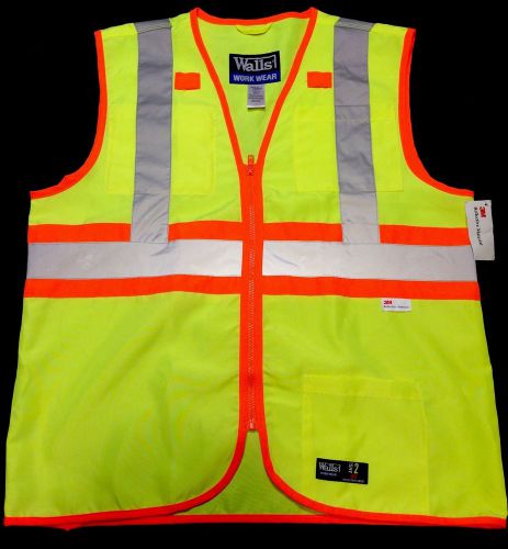 Walls Work Wear Reflective Vest Medium Mens Womens Yellow NWT Nice Safety