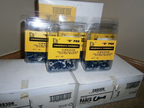 LOT 3000 C65306 VACO INSULATED HOOK TONGUE SOLDERLESS TERMINALS 4-6 STUD 16-14