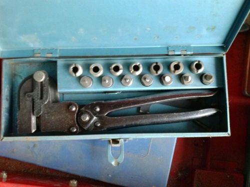 Bernard Vintage Metal Hole Punch Kit w/ 7 Dies in Carryawl Case