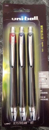 Uni-Ball Jetstream RT Rollerball Pen Bold 1.mm Point Red/Blue/Black 3 Pack 73840