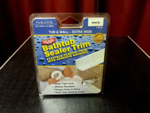 Magic Bathtub &amp; Wall Flexible Sealer Trim White Extra Wide 1 5/8&#034; X 11&#039; MC40