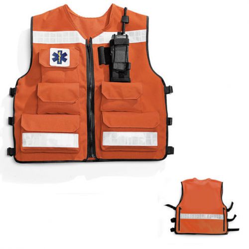 DYNA MED EMS EMT TACTICAL MEDIC UTILITY HIGH VISIBILITY EQUIPMENT VEST ORANGE LG