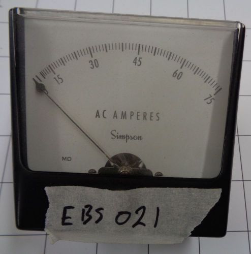 SIMPSON AC AMPERES ELECTRICAL METER 10-75