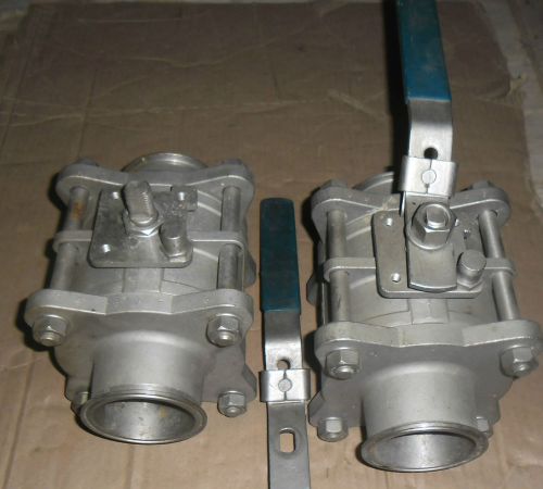 Lot of 2 3&#034; 1000WOG 316SS Ball Valve 3&#034; Sanitary Ports