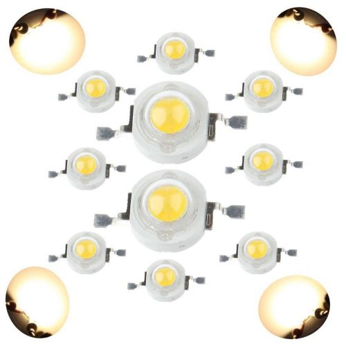 10Pcs 1W Warm White High Power LED Bead Lamp Bulb Chips Super Bright 90-100LM