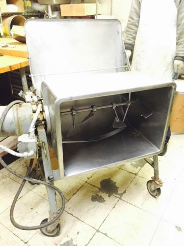 Leland l-100da double action 110 pound stainless steel tilting barrel meat mixer for sale