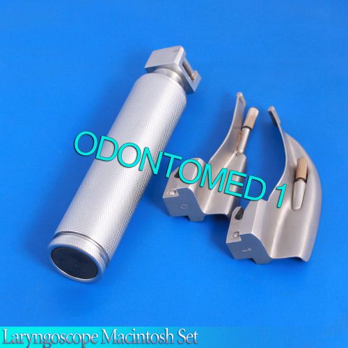 LARYNGOSCOPE MEDIUM HANDLE C + 2 MACINTOSH BLADE #0 and #1 ENT ANESTHESIA SET