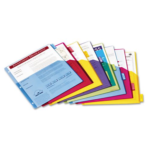 Poly 1-Pocket Index Dividers, Letter, Assorted, 8-Tabs/Set, 4 Sets/Pack