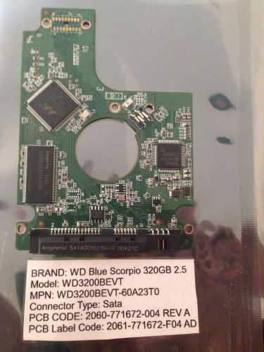 PCB WD3200BEVT-60A23T0, 2061-771672-F04 AD, WD SATA 2.5 2061-771672-F04 AD