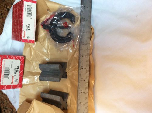 NEW Starrett 268C Iron 2 V-Blocks (1 Pair) And Clamp Complete Set