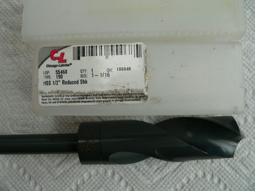 chicago-Latrobe 1-1/16 HSS Reduced Shank Drill Bit #55468