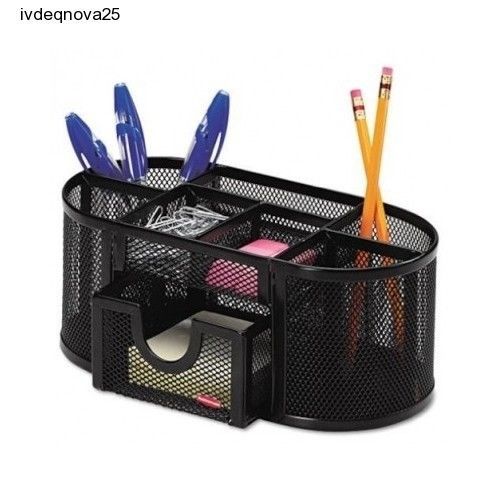 New Rolodex Oval Office Desk School Dorm Supply Caddy Organizer Black Pen Holder