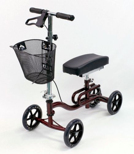 Knee Scooter 2-in-1 Walker &amp; Leg Exerciser Foldable Karman KW-100 Burgundy New