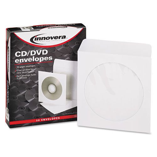 CD/DVD Envelopes, Clear Window, White, 50/Box