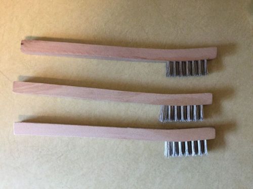 Wire brush, wooden handle 6&#034; tooth brush, stainless steel 12 pack for sale