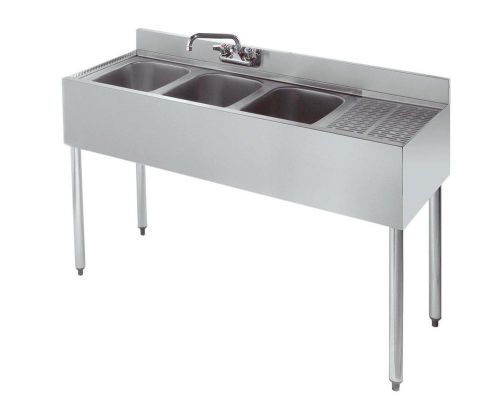 KROWNE METAL 3 COMPARTMENT 18.5&#034;D BAR SINK W/ 12&#034; DRAINBOARD NSF - 18-43